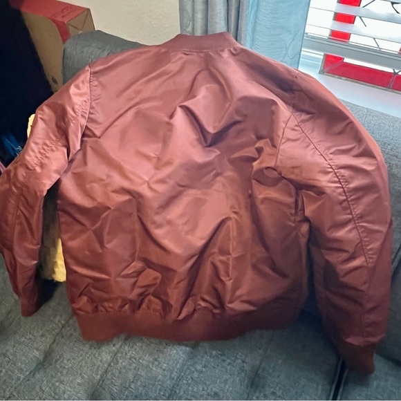 Retro-style Bomber jacket in Rust/Burnt Orange, unisex, men’s size Large - Picture 5 of 10